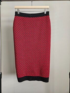 Michael Kors Logo Knit Pencil Skirt Red/Black - S